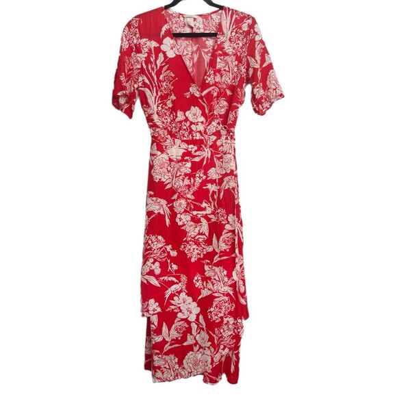 Red Patterned Wrap dress, Maxi dress, size 8 - Picture 3 of 4